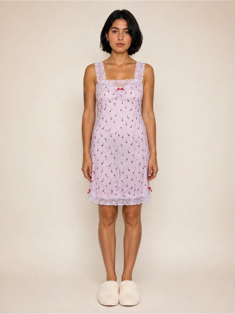 Honeydew Intimates Lilac Floral Lace-Trim Chemise Whimsical Romantic Lounge